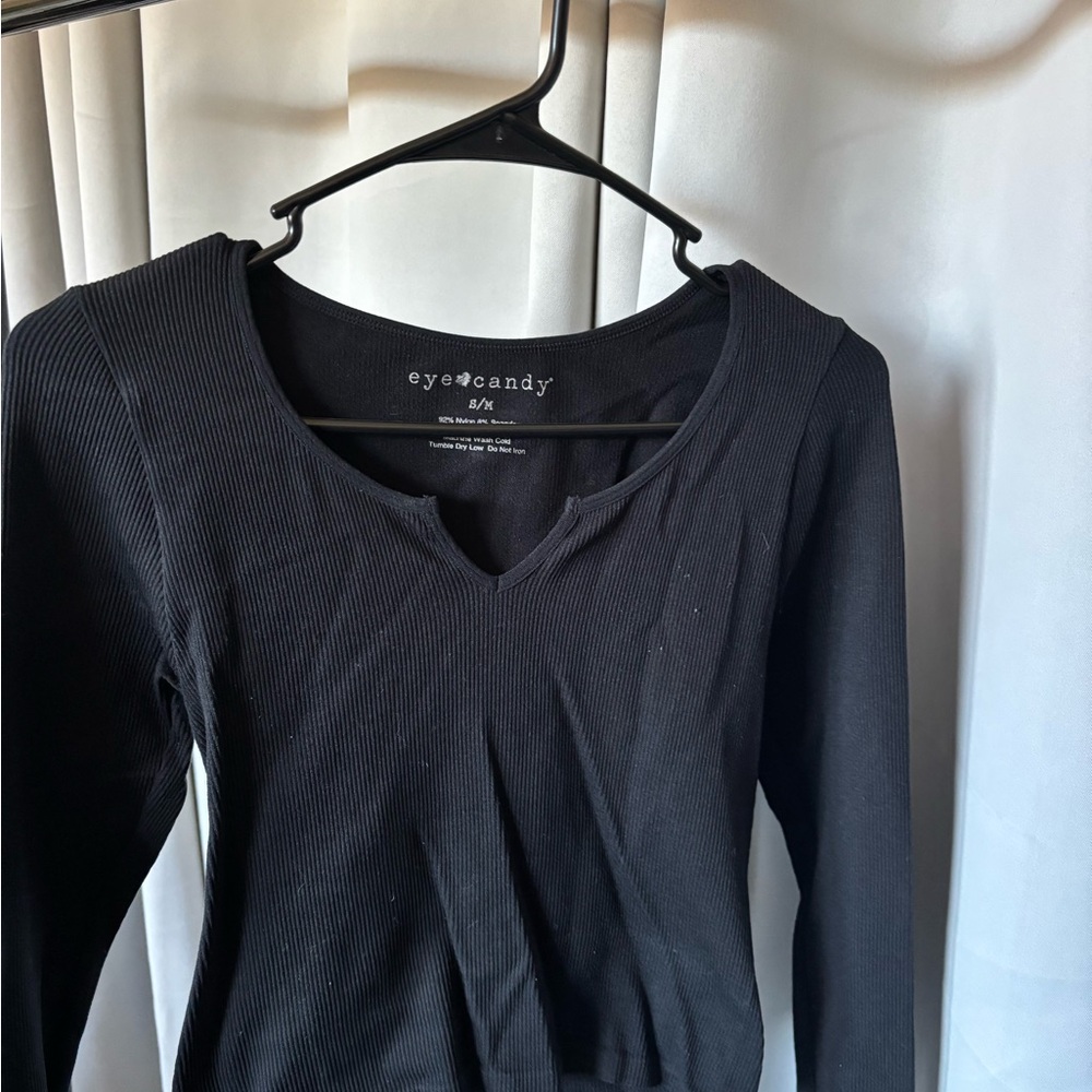 Eye Candy Black Ribbed Top